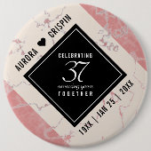 Badge Rond 15,2 Cm Élégant 37e anniversaire du Mariage Alabaster (Devant)