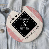 Badge Rond 15,2 Cm Élégant 37e anniversaire du Mariage Alabaster (En situation)