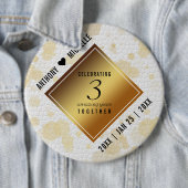 Badge Rond 15,2 Cm Élégant 3ème anniversaire de Mariage en cuir (En situation)