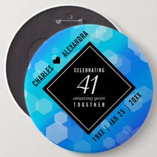 Badge Rond 15,2 Cm Élégant 41ème anniversaire Mariage de Topaz Bleu