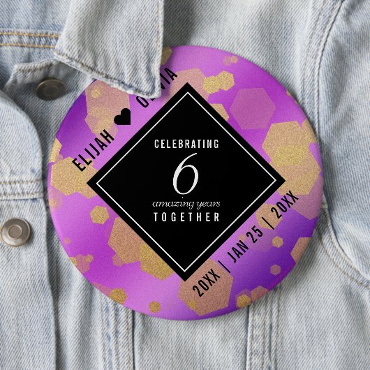 Badge Rond 15,2 Cm Élégant 6ème anniversaire de Mariage d'Améthyste (En situation)