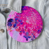Badge Rond 15,2 Cm Elégant Fuchsia et bleu foncé Limelight Hydrangea (En situation)