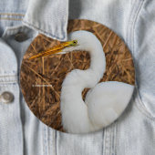 Badge Rond 15,2 Cm Elegant Great Egret in the Reeds (En situation)
