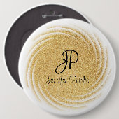 Badge Rond 15,2 Cm Elégant Monogramme Modèle Faux Gold Parties scinti (Devant & derrière)