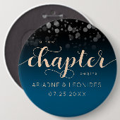 Badge Rond 15,2 Cm Elégante Pêche Océanique Bleu Mariage Un Nouveau C (Devant & derrière)