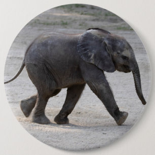Badge Rond 15,2 Cm Eléphant bébé doux Kibali