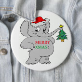 BADGE ROND 15,2 CM ÉLÉPHANT "MERRY XMAS" (En situation)