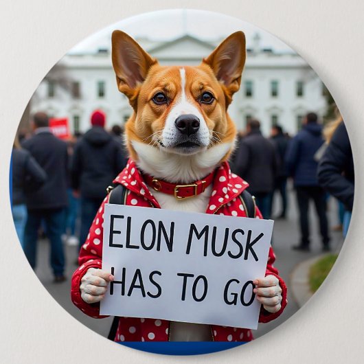 Badge Rond 15,2 Cm Elon Musk doit aller Dog Pin (Devant)