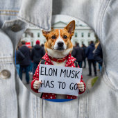 Badge Rond 15,2 Cm Elon Musk doit aller Dog Pin (En situation)