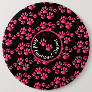 Badge Rond 15,2 Cm Empreinte de patte animal personnalisé rose gras