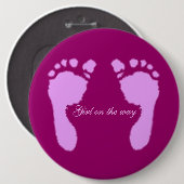 Badge Rond 15,2 Cm Empreintes bébé (Fille) (Devant & derrière)