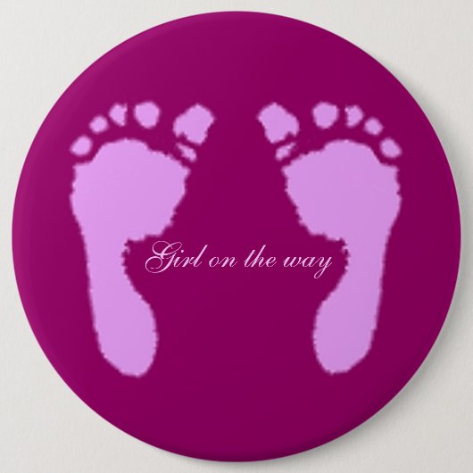 Badge Rond 15,2 Cm Empreintes bébé (Fille) (Devant)