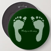 Badge Rond 15,2 Cm Empreintes bébé (vert) (Devant & derrière)