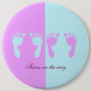 Badge Rond 15,2 Cm Empreintes pour bébés (Jumeaux filles/garçons)
