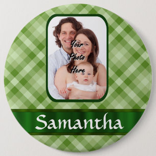 Badge Rond 15,2 Cm En vichy vert citron