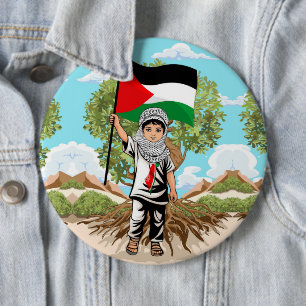 Badge Rond 15,2 Cm Enfant avec le drapeau de Keffiyeh Palestine