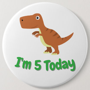Badge Rond 15,2 Cm Enfants T-rex Dinosaur Anniversaire Nom personnali
