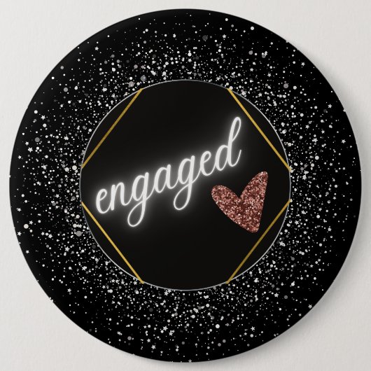 Badge Rond 15,2 Cm Engagé Glam Noir et Argent (Devant)