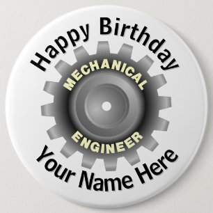 Badge Rond 15,2 Cm Engin mécanique Gray