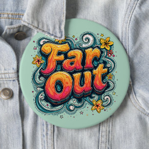 Badge Rond 15,2 Cm Énorme Rétro Psychedelique Groovy Hippie des Année