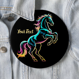 Badge Rond 15,2 Cm Enseigne au néon Cheval Style Rétro Glitch