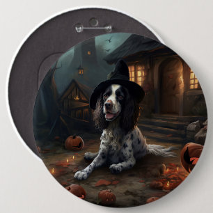 Badge Rond 15,2 Cm Épagneul Springer Anglais Citrouilles Halloween Ef