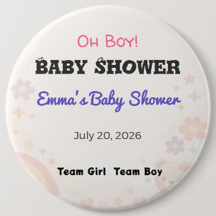 Badge Rond 15,2 Cm Épingle de Baby Shower Équipe Fille Équipe Gar