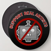 Badge Rond 15,2 Cm Épingle "Soutenez les vrais artistes !" (Devant & derrière)