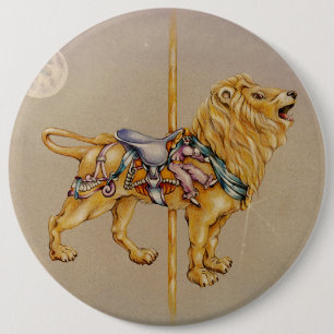 Badge Rond 15,2 Cm Épingles, boutons - Lion de carrousel