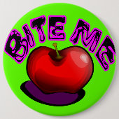 Badge Rond 15,2 Cm Épinglette Apple BITE ME Nostalgique Rétro 90 (Devant)