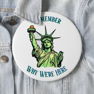 Badge Rond 15,2 Cm Épinglette Statue de la Liberté Rappellez-vous pou
