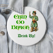 Badge Rond 15,2 Cm Erin Go Braugh, Irlandais Personnalisable, Dit : (En situation)