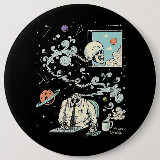 Badge Rond 15,2 Cm Esquisse de la squelette ADHD 61 (Devant)