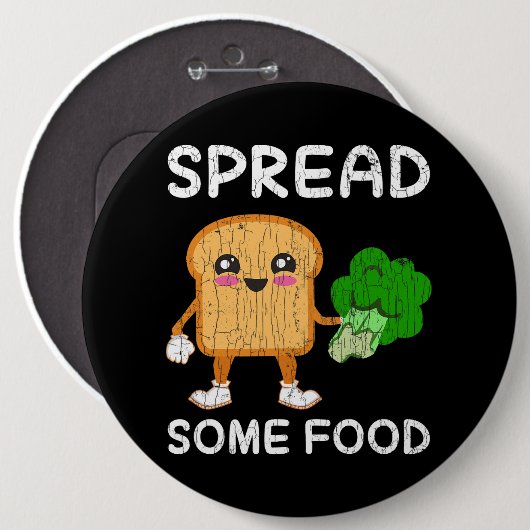 Badge Rond 15,2 Cm Étaler Quelques Aliments Drôle Brocoli Vegetables  (Devant & derrière)