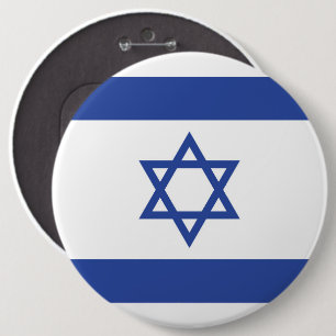 Badge Rond 15,2 Cm Etat d'Israël Drapeau, Étoile de David Juifs