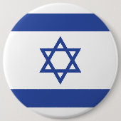 Badge Rond 15,2 Cm Etat d'Israël Drapeau, Étoile de David Juifs (Devant)