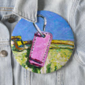 Badge Rond 15,2 Cm Étiquette Rose (En situation)