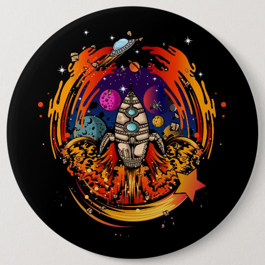 Badge Rond 15,2 Cm Exploser le vaisseau spatial (Devant)