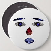 Badge Rond 15,2 Cm Face Button made with Gemstones (Devant & derrière)