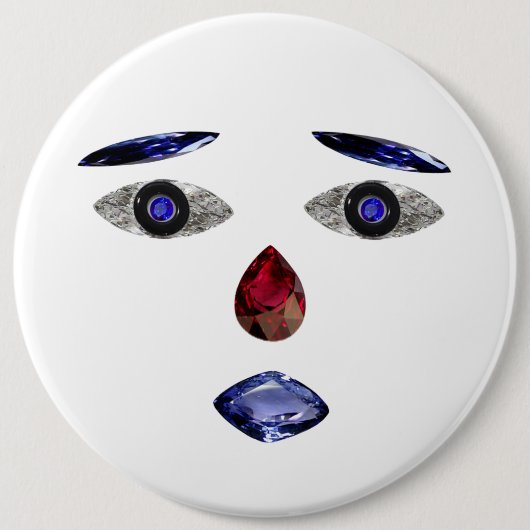 Badge Rond 15,2 Cm Face Button made with Gemstones (Devant)