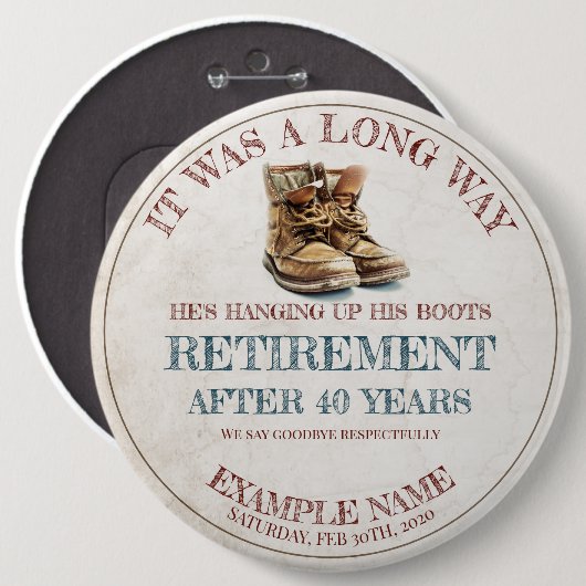 Badge Rond 15,2 Cm Faire-part de retraite avec vieilles éperons (Devant & derrière)
