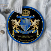 Badge Rond 15,2 Cm Faites votre propre blason Bleu or Lion Emblem (En situation)