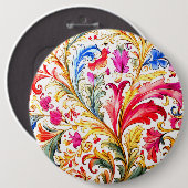 Badge Rond 15,2 Cm Fantastique design florentin Feuilles (Devant & derrière)