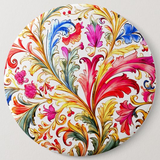 Badge Rond 15,2 Cm Fantastique design florentin Feuilles (Devant)