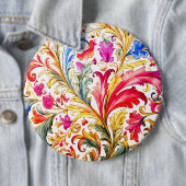 Badge Rond 15,2 Cm Fantastique design florentin Feuilles (En situation)