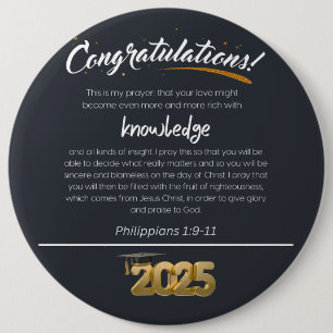 Badge Rond 15,2 Cm Félicitations 2025 Philippiens 1:9-11 Christian