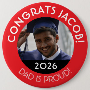 Badge Rond 15,2 Cm Félicitations personnalisées Grand Photo Papa Fier