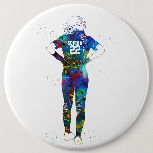 Badge Rond 15,2 Cm Female Softball Player (Devant)