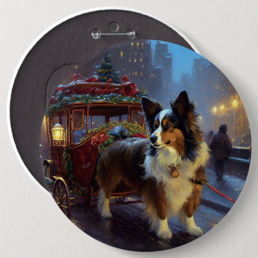 Badge Rond 15,2 Cm Festin de Noël de Papillon (Devant & derrière)