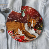 Badge Rond 15,2 Cm Festival de Noël de Chien Basenji (En situation)